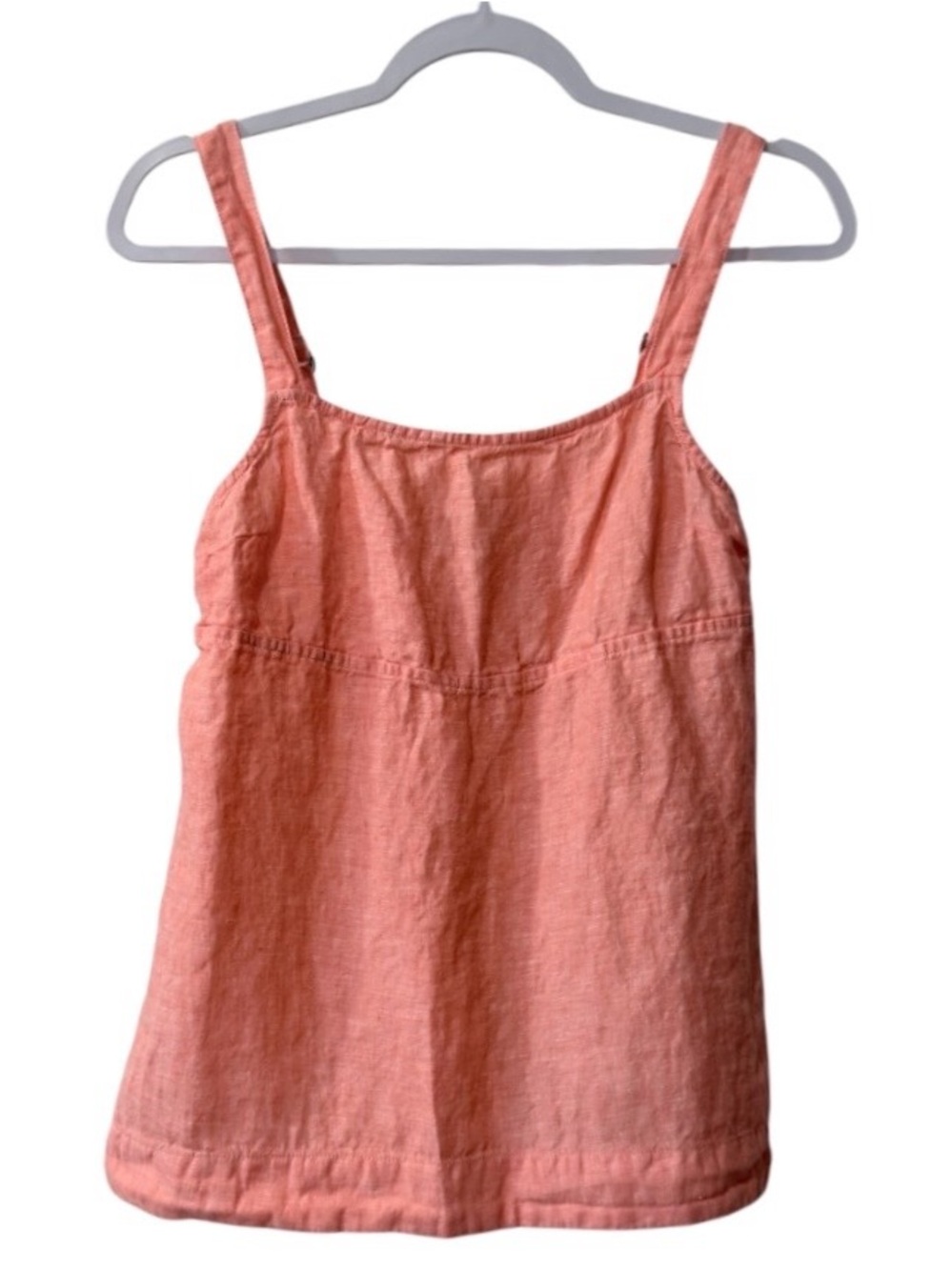 Athleta Voyager women’s SP sleeveless square neck coral pink linen tank